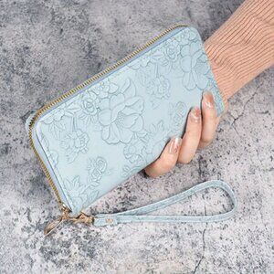 Faux Leather with Wristlet, Tribal Embossed with ID Card Slots and Faux Leather